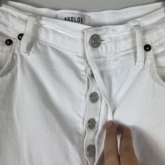AGolde Jeans Women 29 White 90s Straight Button Fly Denim Jeans Beach Vacation - Picture 3 of 7